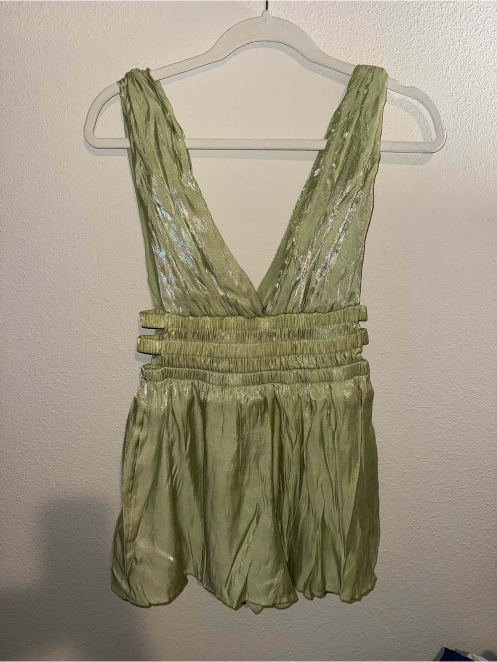 Light Green V-Neck Shimmery Women's Camisole